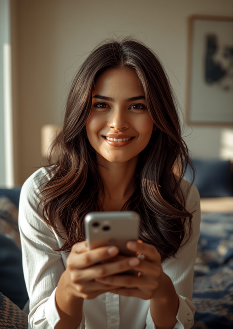 A person using the AURA Money stablecoin banking app on their phone