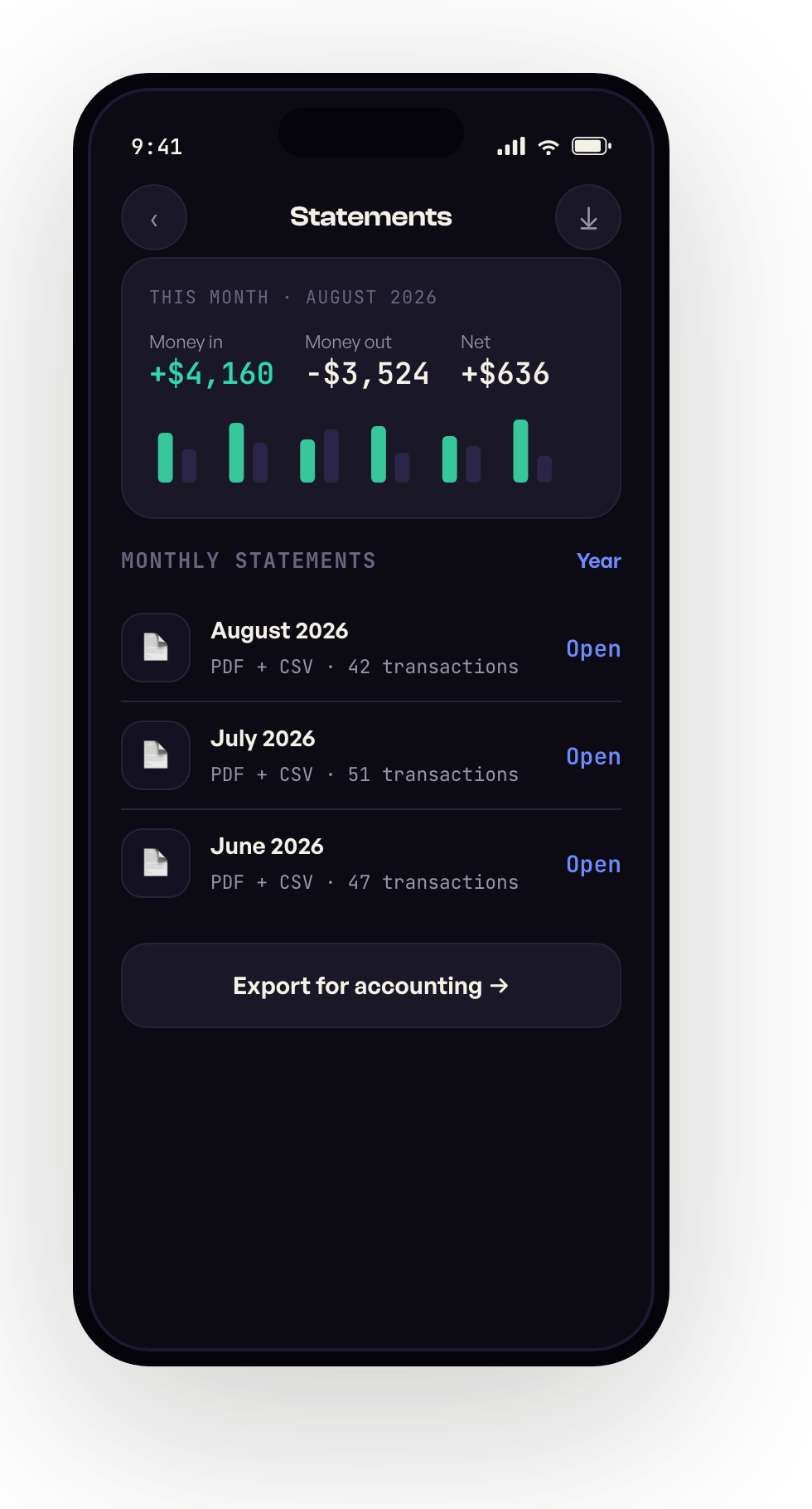 Statements on mobile